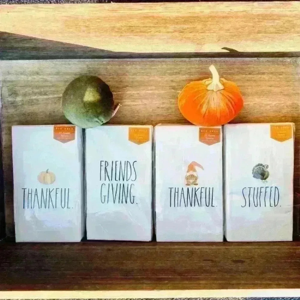 NEW Rae Dunn - THANKFUL - 32 Count Guest Disposable Towels/Napkins w/cute Gnome - Picture 2 of 6